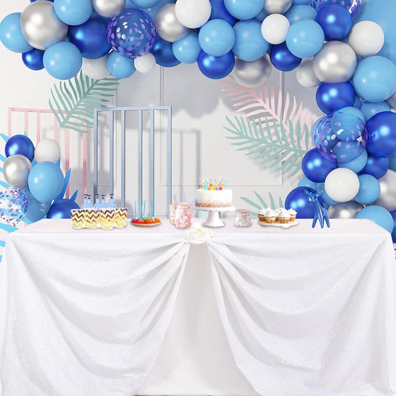 B.Cool B-COOL 50x80 Inch White Rectangle Sequin Tablecloth Sequins Fabric Sparkly Fabric for Wedding or Banquet Use - Image 2